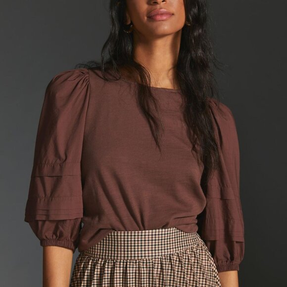 NATION LTD PUFF-SLEEVE BLOUSE with tie back. NWT - Picture 2 of 6